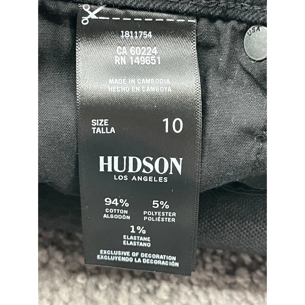 Hudson Los Angeles Womens Black Slim Straight Flap Pocket Jeans‎ Size 10 1811754